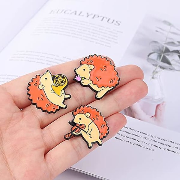 GHYT 6 stk. nålesæt med søde dyreemaljenåle Cartoon Pindsvin til piger Børnegave reversnåle Tilbehør til rygsække Badges Hatte tasker