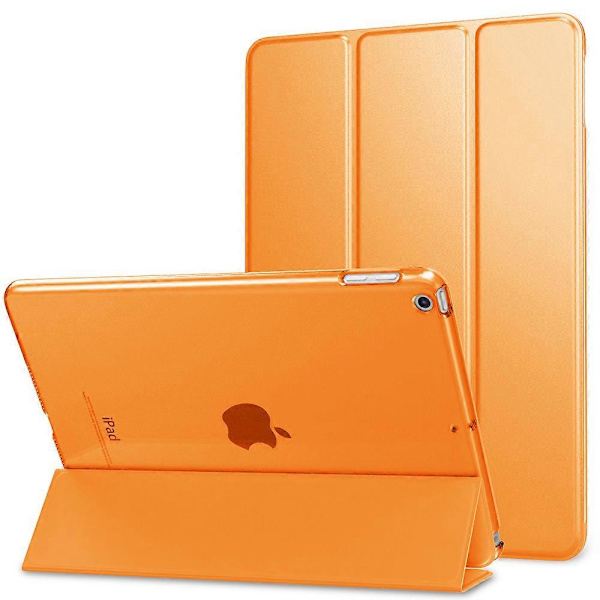Smalt, lätt smart fodral med stativ och genomskinligt frostat bakskydd med automatisk väckning/sömn - orange