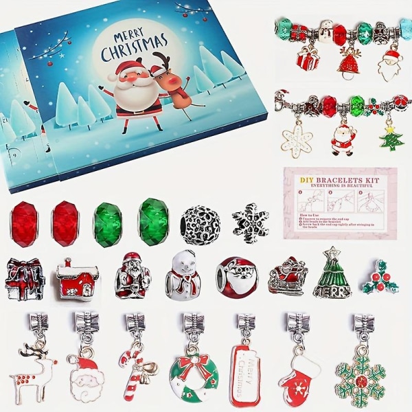 Christmas Surprise Blind Box Armband Christmas Advent 24 Calendar Countdown Gift Box Armband DIY Hand Beads（7）