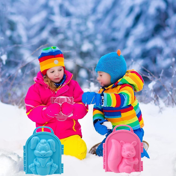 2 st Snöformar för Vinter, 3D Ekorre & Kanin, Perfekt för Snölekar & Snöbollsslag