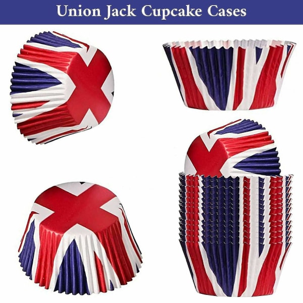 Britain Flag Cupcake Case -leivontatarvikkeet itse tekemiseen cupcake-juhlatarvikkeisiin (50 pakkausta)