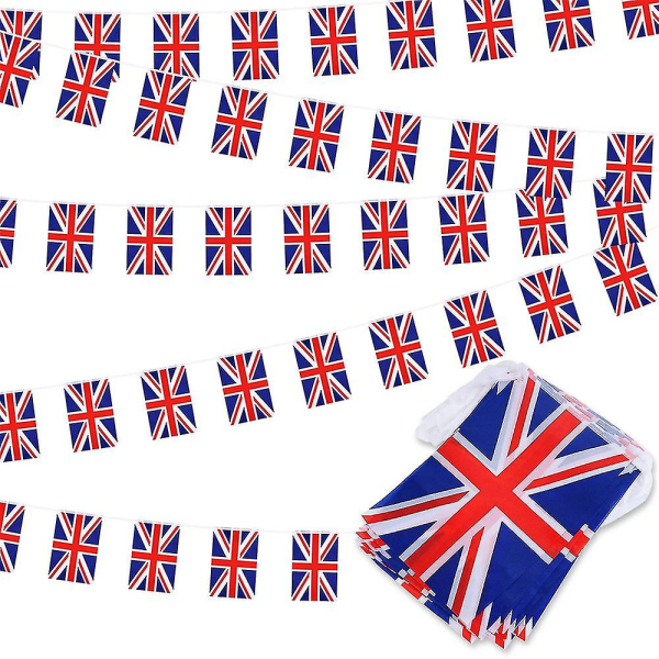 Union Jack Storbritannia British Premium Bunting Garland Banner Feiring Dekorasjonsutstyr 38 flagg på 10 meter lengde hvert flagg 21*14 Cm (5,5*8.