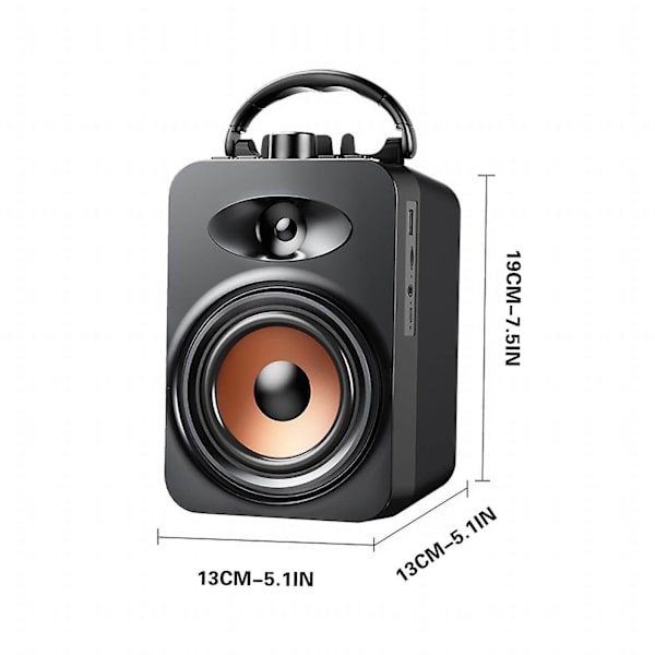 Bärbar Bluetooth-högtalare med dubbla subwooferbas, Bluetooth 5.0 trådlös högtalare stödjer FM-radio, litet stereoljudsystem för hem, fest