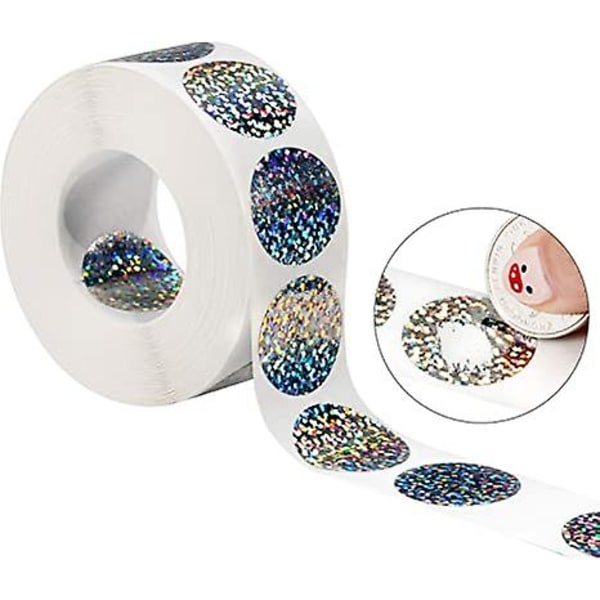 Tarra Pyöreä Hopea Hologrammi Holografinen Tarra Glitter Tarrat DIY Tee Oma Arpa Holografinen Lippupelit, 1 x 1 Tuuma Ympyrä(500 Kpl)