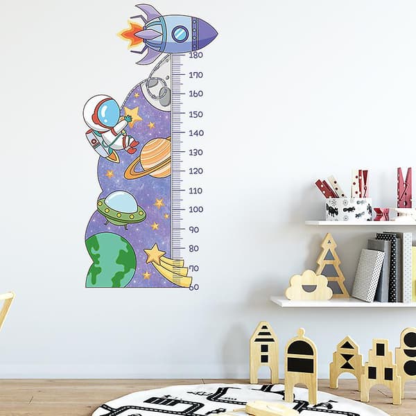 WABJTAMCartoon Cosmic Star Astronaut Spaceship Rocket Height Ruler
