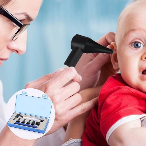 Bærbart øre-otoskop sæt medicinsk øredæksel Ørepleje Penlight Øre-næse-hals-værktøjssæt