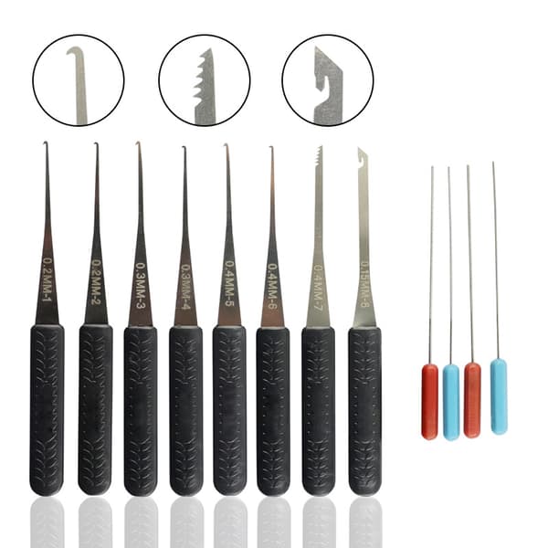 12-Piece Locksmith Tool - Lock Picking Kit, Toy, Locksmith Puzzle, Picklock Set, Lock Training, Security Practice, Skill Development black