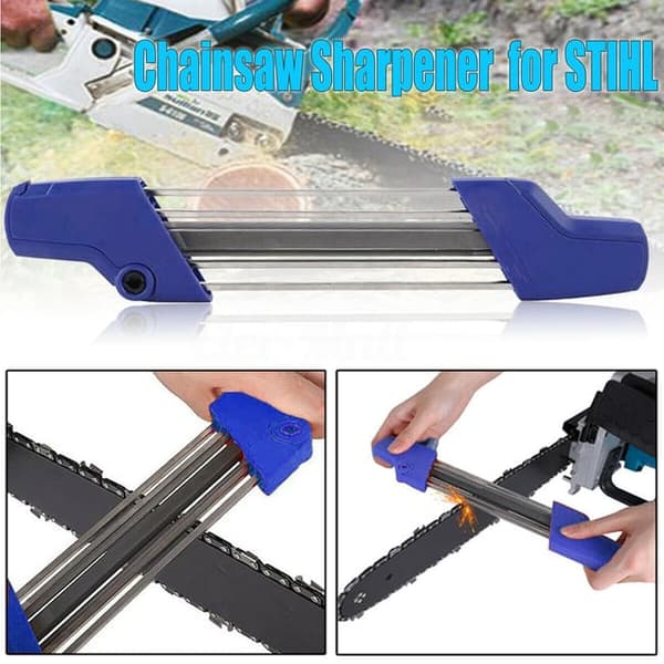 2-in-1 Easy Chain Sharpener, Metal, Compatible With 3/8P Chainsaw Chain, 4.0 mm/4.8 mm Chain Sharpening Tool For Quick Sharpening blue 4.0MM