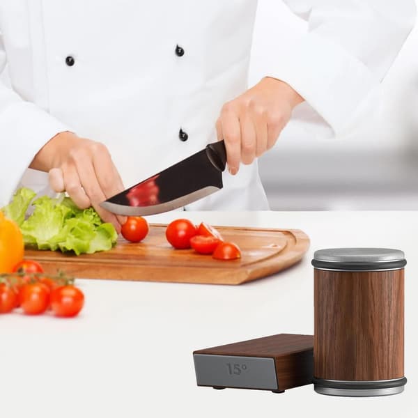 Knife Sharpener with Rollers–Whetstone Rotary Knife Sharpener with Industrial Diamond 15° and 20° for Knife Sharpening, Knife Sharpening System with Rollers for Kitchen Knives