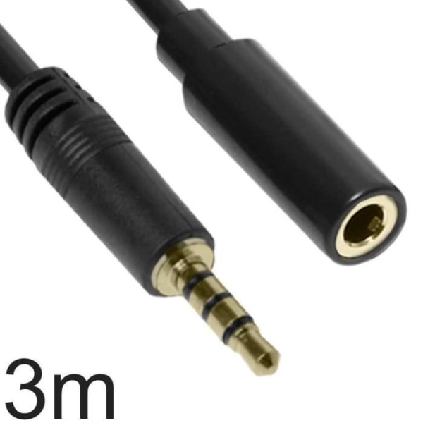 OCIODUAL Jack förlängningskabel 3,5 mm TRRS 4 poler OMTP 3 m svart hane hona Stereo Ljudstöd Mikrofon Hörlurar Mic för MP3