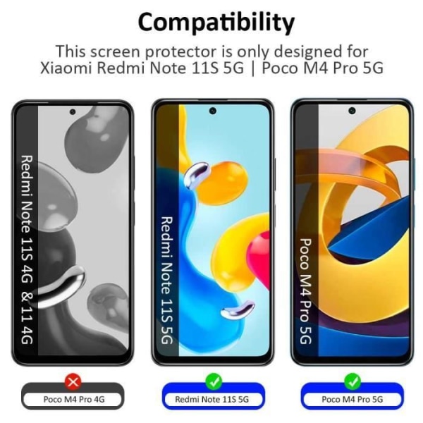 OCIODUAL skärmskydd kompatibel med Redmi Note 11s 5G-Poco M4 PRO 5G härdat glas skyddsfilm 9H 2.5D glas