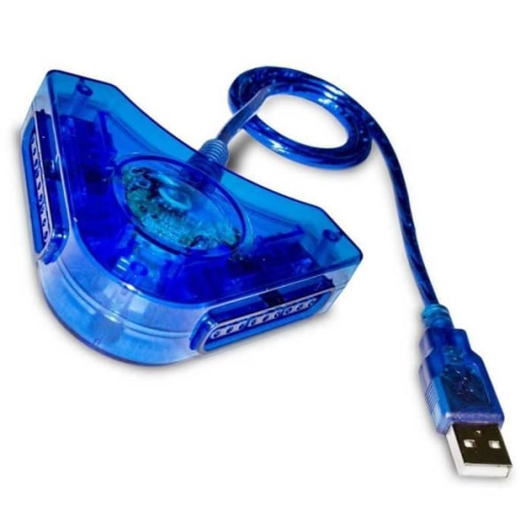 OCIODUAL PS till USB Dual Controller Adapter Kompatibel med PSX PS1 PS2 Controllers Blue Converter för PC Laptop Windows 10 7