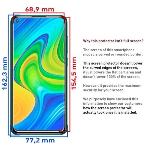 OcioDual skärmskydd för Xiaomi Redmi Note 9 Premium härdat glas 9H Flat Anti Shock Shock Repa Antichock Shockproof