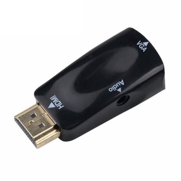Svart HDMI till VGA-adapter, ljuddelare, 3.5-jack, kabelomvandlare, TV-box, ADisplay-port,
