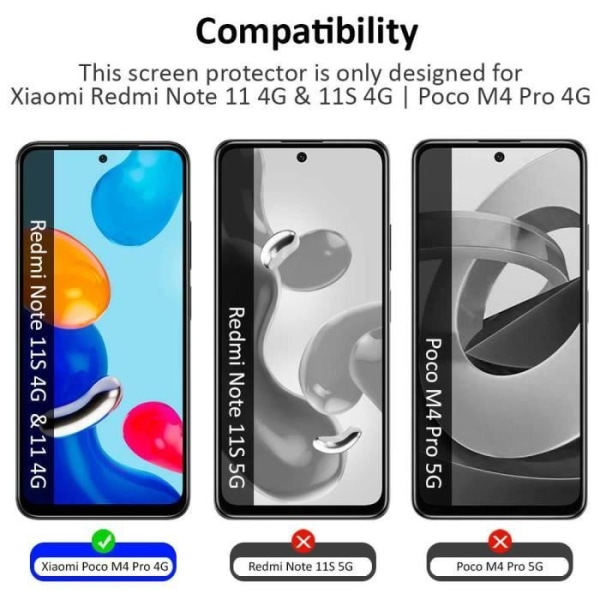 OCIODUAL Skärmskydd Kompatibel med Redmi Note 11-Redmi Note 11s 4G-Poco M4 PRO 4G Skyddsfilm 9H härdat glas