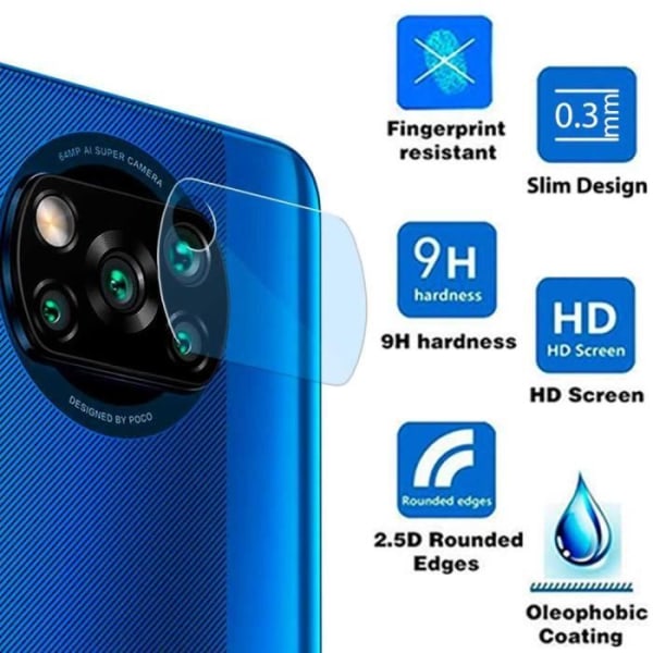 OCIODUAL Bakre kameralinsskydd Bubbelfri glasfiber kompatibel med Xiaomi Pocophone POCO X3 PRO-NFC-glas