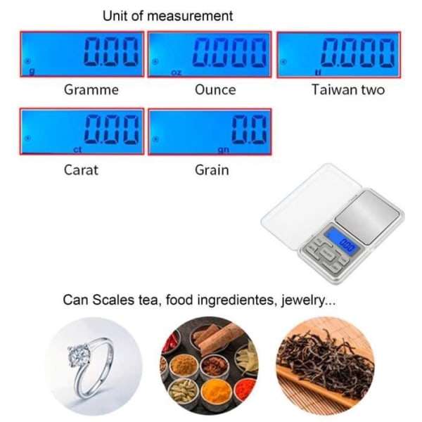 OCIODUAL Mini Bärbar Digital Elektronisk LCD Smycken Vågficka Våg 200g-0,01g