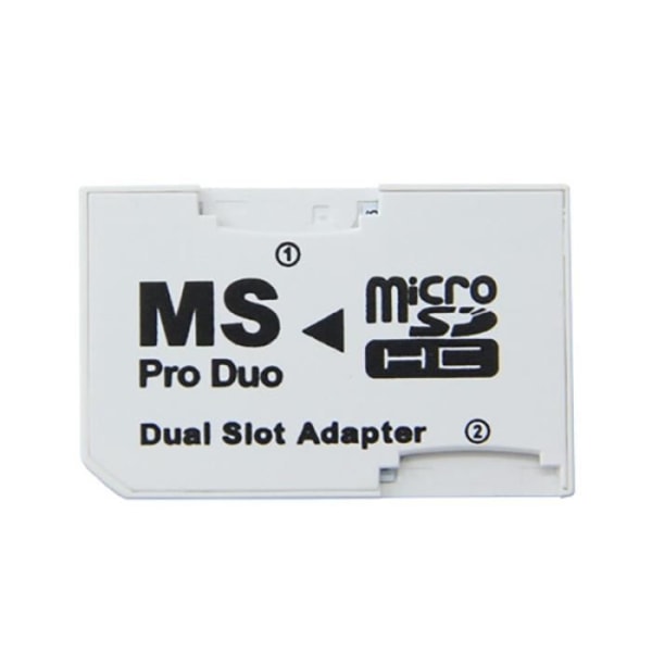 Dual Slot Adapter för Micro SD SDHC TF till MS Card Pro Duo Memory Stick för PSP-kortläsare [0526F8D]