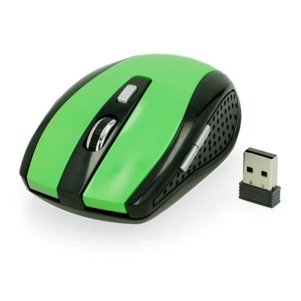 OCIODUAL Trådlös optisk spårningsmus 2.4G USB-mottagare 1600 DPI 6 knappar för PC Laptop Grön trådlös sensor