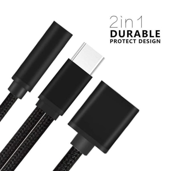 Typ C-jackadapter för iMac Pro Thunderbolt 3 USB-C 2 i 1 Audio USB-C hörlursladdare Headset (SVART)