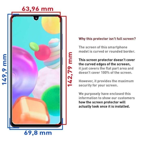OcioDual Skärmskydd för Samsung Galaxy A41 Premium Härdat Glas 9H Flat Anti Shock Shock Repa Antichock Shockproof
