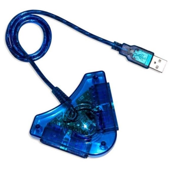 OCIODUAL PS till USB Dual Controller Adapter Kompatibel med PSX PS1 PS2 Controllers Blue Converter för PC Laptop Windows 10 7