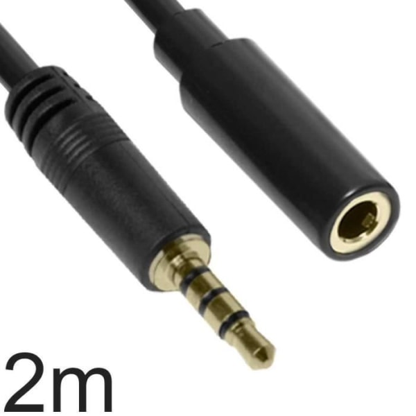 OCIODUAL Jack förlängningskabel 3,5 mm TRRS 4 poler OMTP 2 m svart hane hona Stereo Ljudstöd Mikrofon Headset Mic