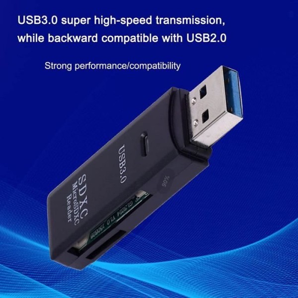 2 i 1 USB 3.0 SD-kortläsare, Flashminneskort Adapter Hub för TF-SD-SDHC-SDXC[585]