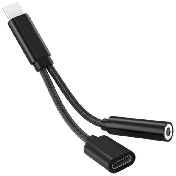 OCIODUAL USB Typ C till Mini Jack 3,5 mm TRRS OMPT-kabel och svart laddningsuttag Stereo Ljud Audio Converter Adapter