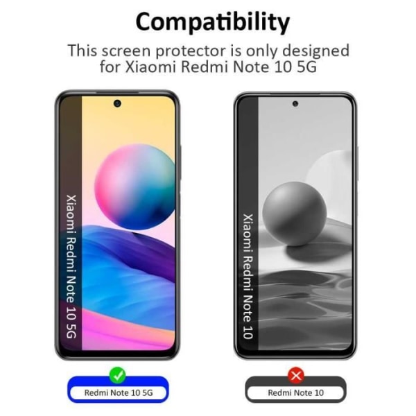 OcioDual skärmskydd kompatibel med XIAOMI Redmi Note 10 5G härdat glas skyddsfilm 9H 2.5D Anti-Scratch Glass