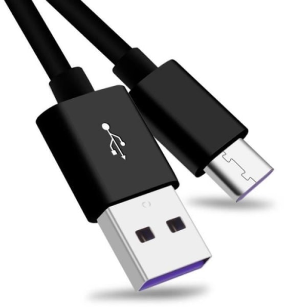 Svart Färg 1m Supersnabb USB Type-C Laddningskabel 5A Data Laddningskabel Laddarsladd för Huawei P10 P20 P3