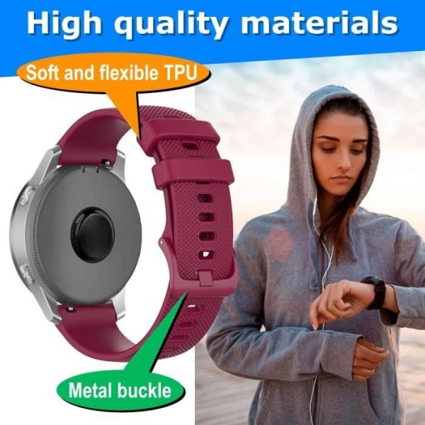 OcioDual armband kompatibelt med Samsung Galaxy Watch, kompatibelt med Amazfit GTR, armband 22mm Burgundy Color