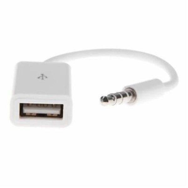 Adapterkabel Jack 3,5 mm hane AUX ljudkontakt till USB 2.0 hona bil MP3