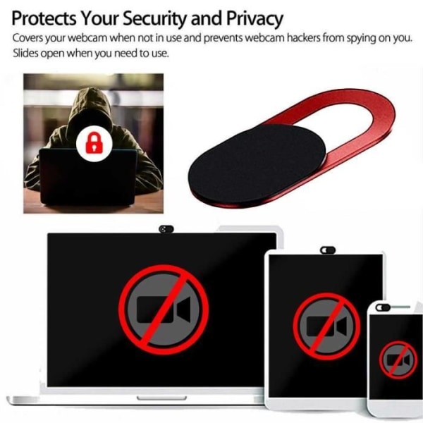OCIODUAL 3 webbkameraskydd glidande klistermärke Ultratunnt skydd Antispionskydd Röd för pekdatorkamera
