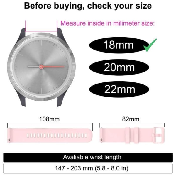 OCIODUAL Armband kompatibelt med Garmin Venu2s, Forerunner 255s-265s, Armband 18mm Rosa Färg, Längd: 83mm-108mm,