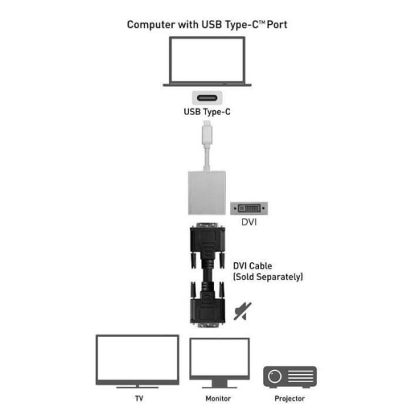 OCIODUAL USB-C 3.1 Typ C till DVI Digital Video Adapter Converter Kabel 4K för PC Laptop Silver