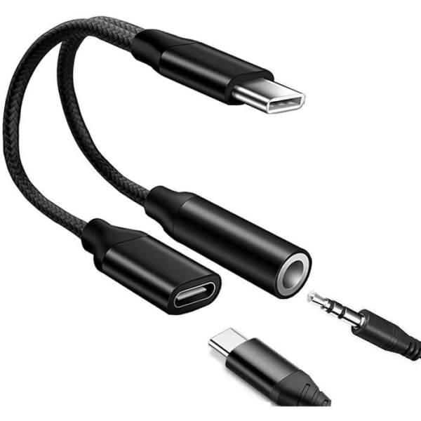 USB C Audio Adapter, 2 i 1 3,5 mm Typ C Jack Hörlursadapter, USB C Aux Adapter för Huawei Mate 30 Pro, P30 Pro, Ma A101