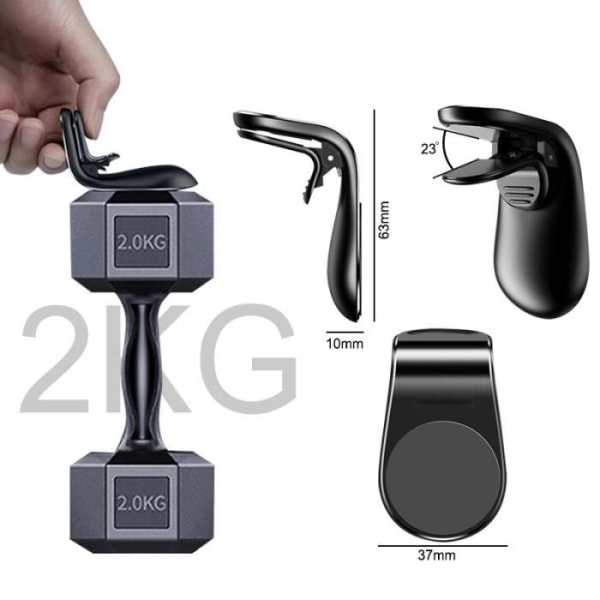 Magnetisk Universal Bil GPS Telefon Hållare Luftventil för iPhone Samsung S8 S9 Huawei Sony - Svart