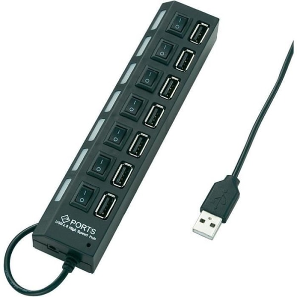 Conrad 7-portars USB 2.0-hubb, svart