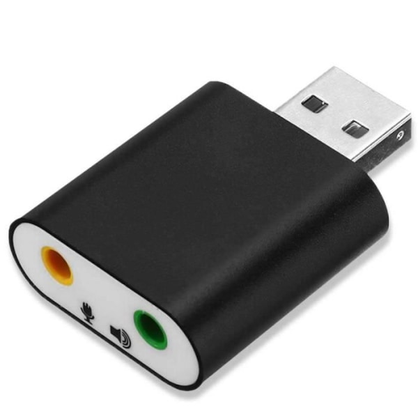 OCIODUAL Svart Ljudadapter Externt kort USB-minne till 3,5 mm uttag HD Audio Stereo Mikrofon för PC Dator Laptop
