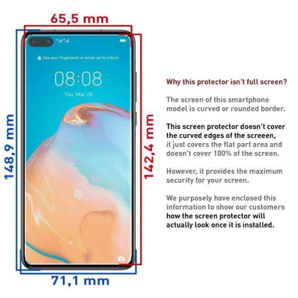 OcioDual Skärmskydd för Huawei P40 Premium Härdat Glas 9H Flat Anti Shock Shock Repa Antichock Shockproof