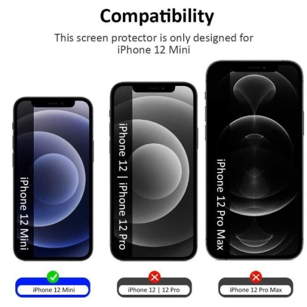 OcioDual Premium skärmskydd i härdat glas för iPhone 12 Mini, 2.5D glasskyddsfilm