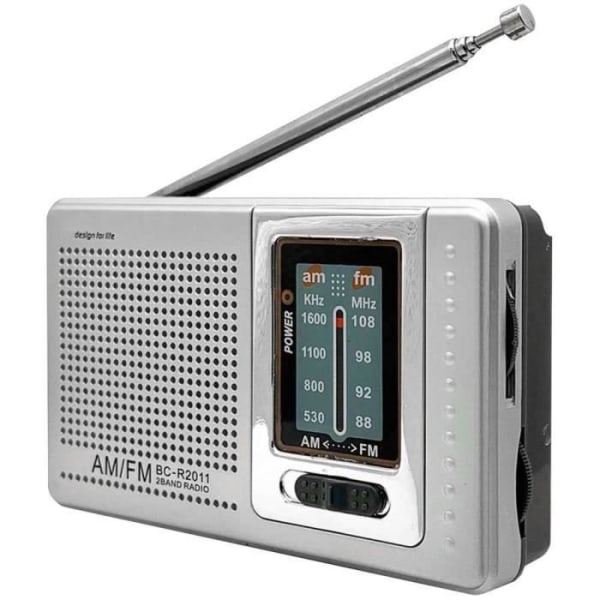 OCIODUAL Mini Bärbar Radio BC-R2011 Transistor Högtalare Analog Tuner FM-AM Tuning-knapp 3,5 mm uttag