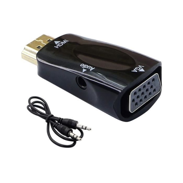 HDMI till VGA-adapter, 1080p HDMI hane till VGA hona med 3,5 mm ljudkabel för dator, projektor, HDTV etc [311]