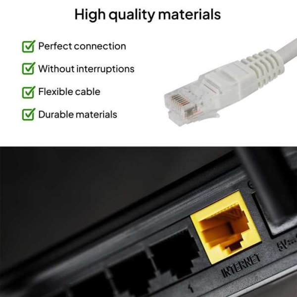 OCIODUAL 0,5M Cat.6 Ethernet-kabel AWG24 Vit UTP-nätverkskabel 1 Gbps 500 MHz med RJ45-kontakt, kompatibel med PC