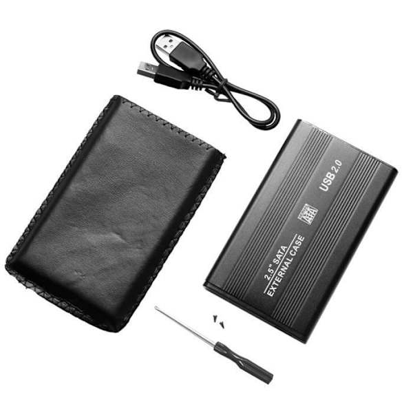 OCIODUAL USB 2.0 Externt hölje Case Cover för 2,5 tums SATA-hårddisk Bärbar med LED-hårddisk HD HDD SSD Svart