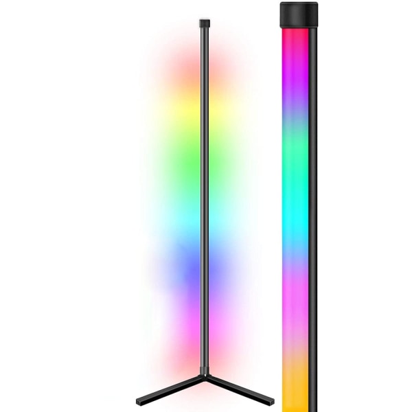 LED Golvlampa Hörnlampa RGB med fjärrkontroll Svart