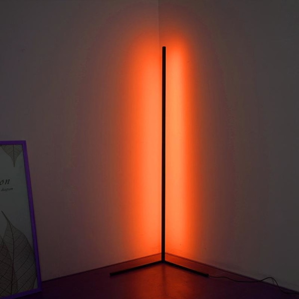 Golvlampa - LED Hörnlampa 16 miljoner färger Svart