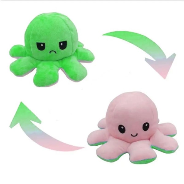 Vändbart mjukisdjur bläckfisk - Rosa/Grön