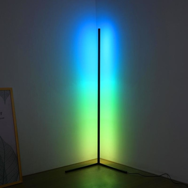 Golvlampa - LED Hörnlampa 16 miljoner färger Svart